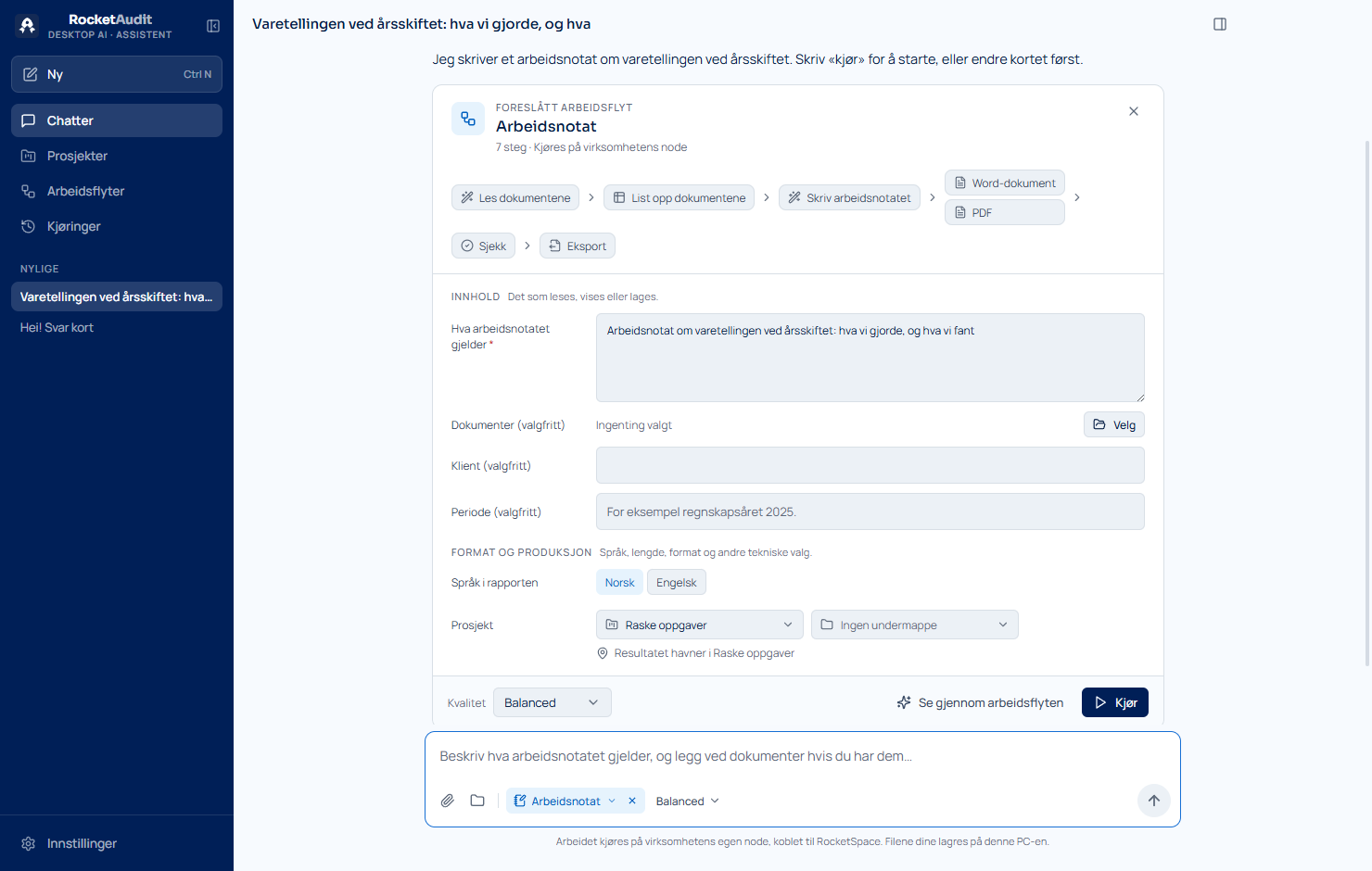 RocketAudit Desktop AI – Assistenten i arbeid med testdata
